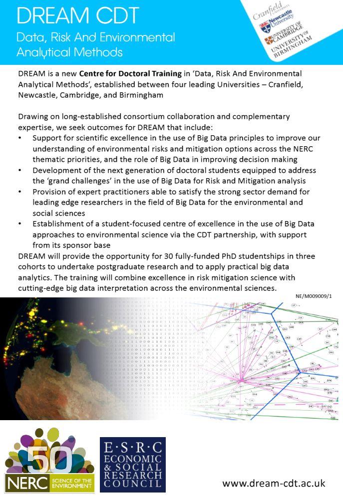 Cranfield University - DREAM Centre for Doctoral Training in Big Data and Environmental Risk Mitigation