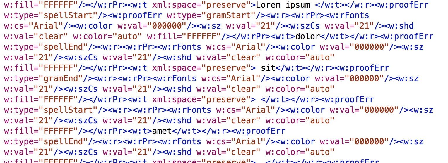 MS Word XML file structure